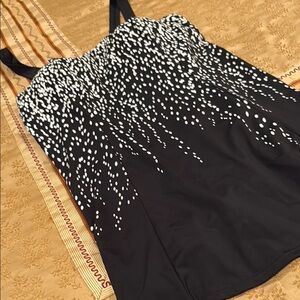 Swimsuits For All Black and White Polka Dot Swimsuit, nylon blend, like new, 12